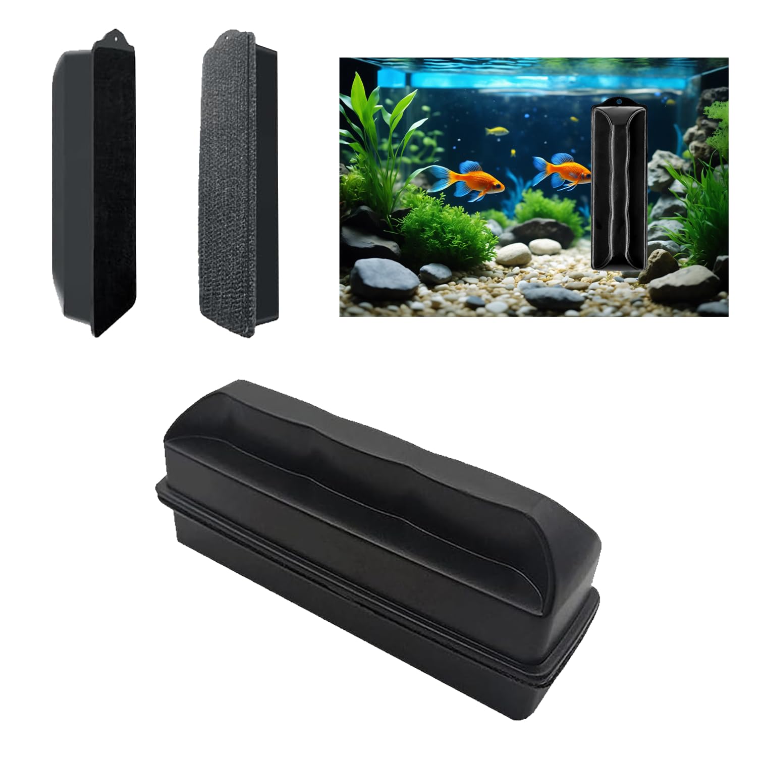 Brosse Magnétique Puissante pour Vitres D'aquarium,Aimant Nettoyage Vitre Aquarium,Accessoires pour Le Nettoyage des Aquariums,pour Verre Jusqu'à 10 mm D'épaisseur