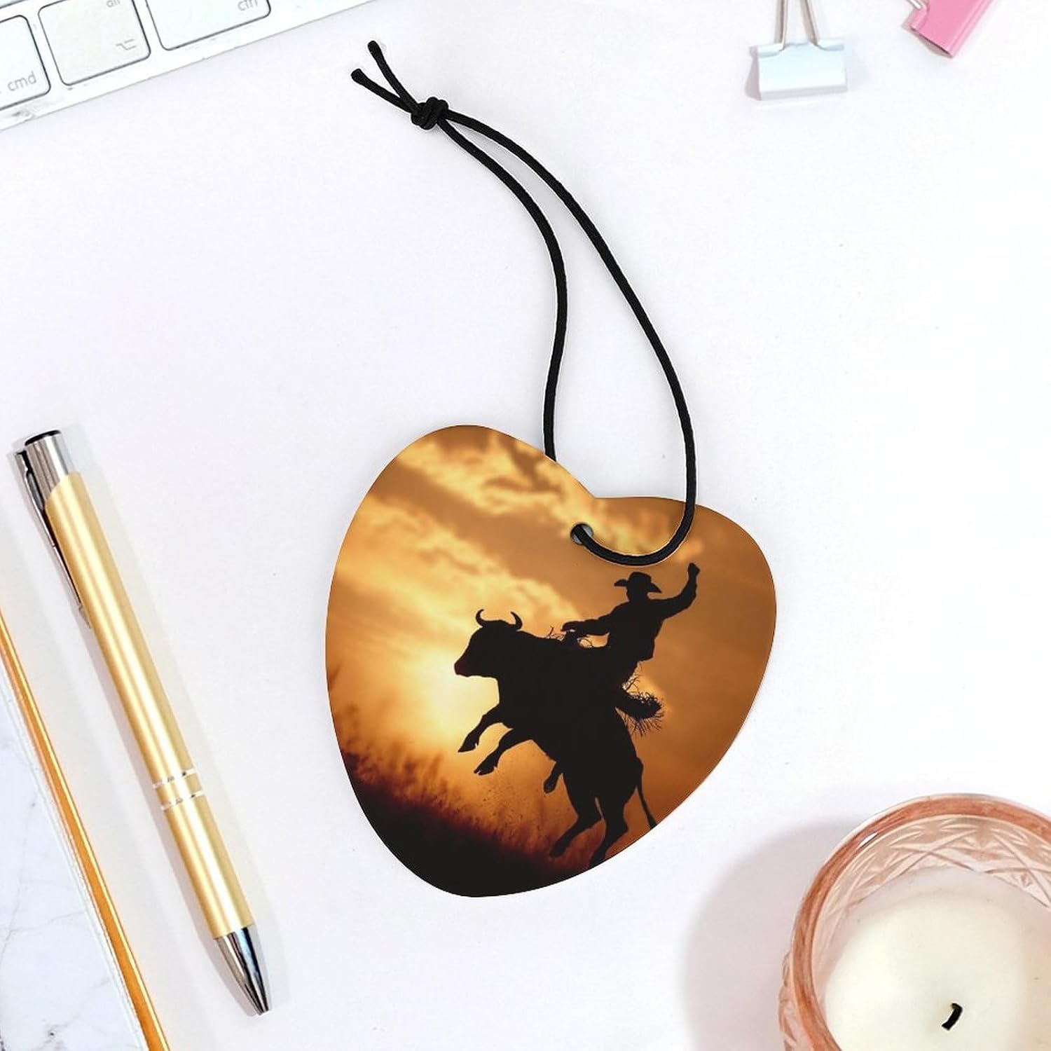 Car Air Freshener Hanging Scented Sheets 3 Pcs Fragrance Scented Card Cool Bull Riding Aromatherapy Tablet Cars Rearview Mirror Pendant for Car Decoration Bedroom Shoe Cabinet Travel