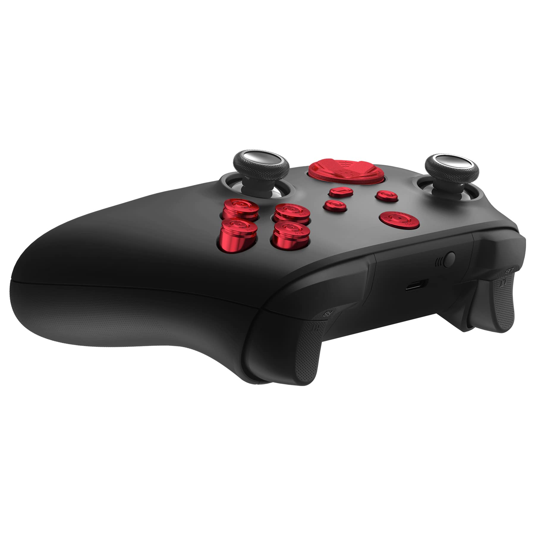 eXtremeRate 9 in 1 Custom Rot Metall Tasten für Xbox Series X/S Controller, Ersatz Knöpfe Set aus Aluminum D-Pad ABXY Ansicht Menü Taste Buttons Steuerkreuz Zubehör für Xbox Series X S Controller