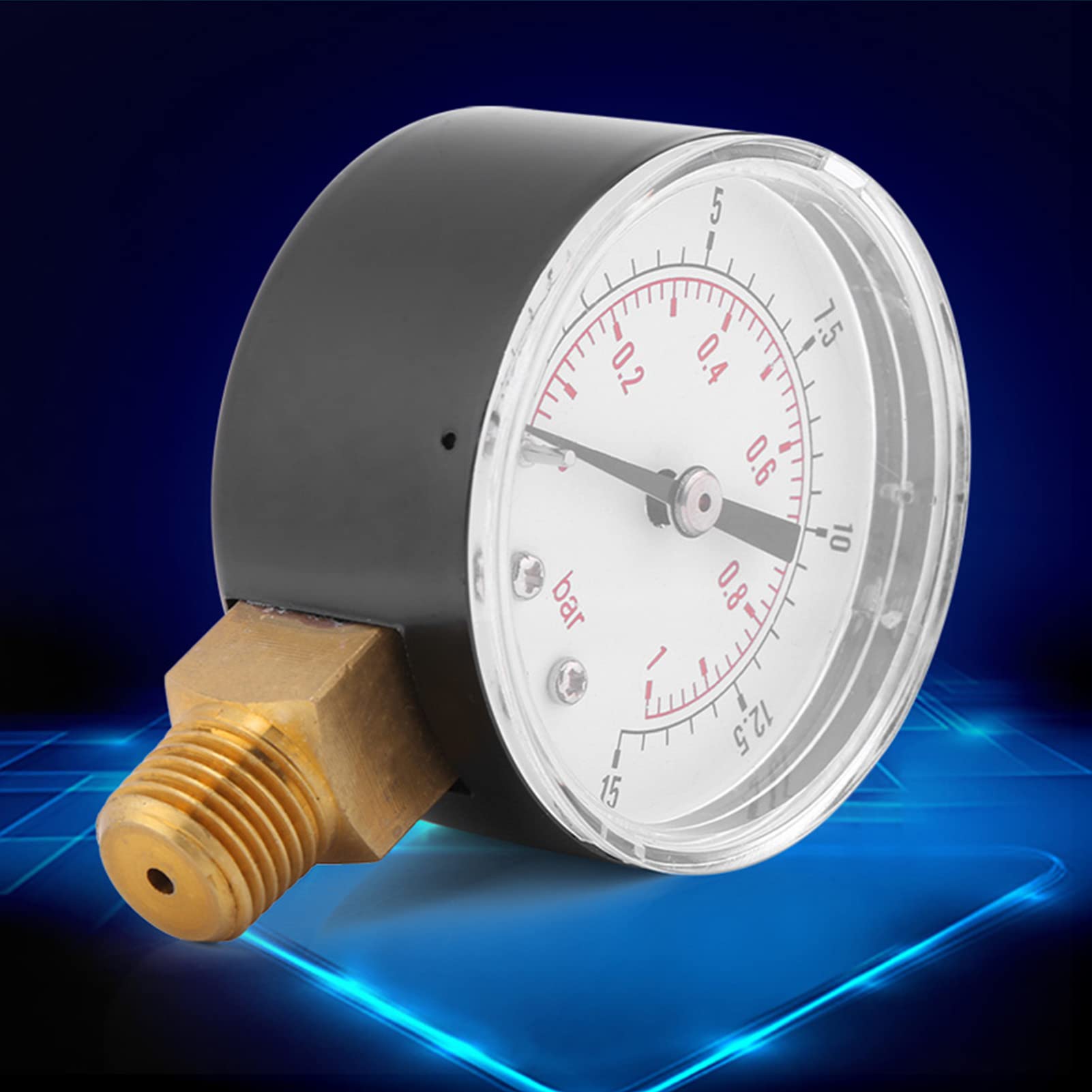 Leapiture Mini Low Pressure Gauge Water Pressure Meter Oil Pressure Gauge Stable Portable for Fuel Air Oil Water 0-15psi/0-1bar BSPT