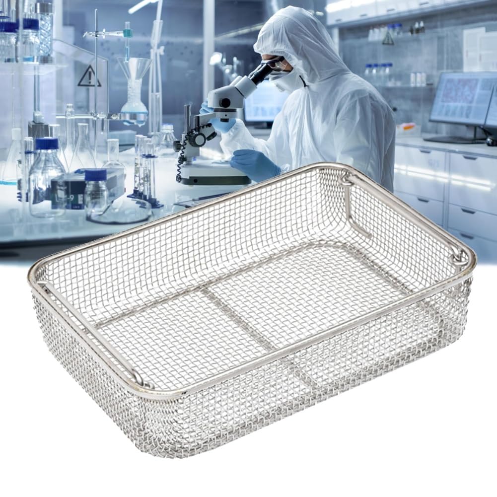 Vassoio per Strumenti Medici, Vassoio di sterilizzazione per cestini Perforati in Rete per Strumenti in Acciaio Inossidabile 304, per Strumenti dentali Medici Chirurgici (Size : 25cm*25cm*7cm)
