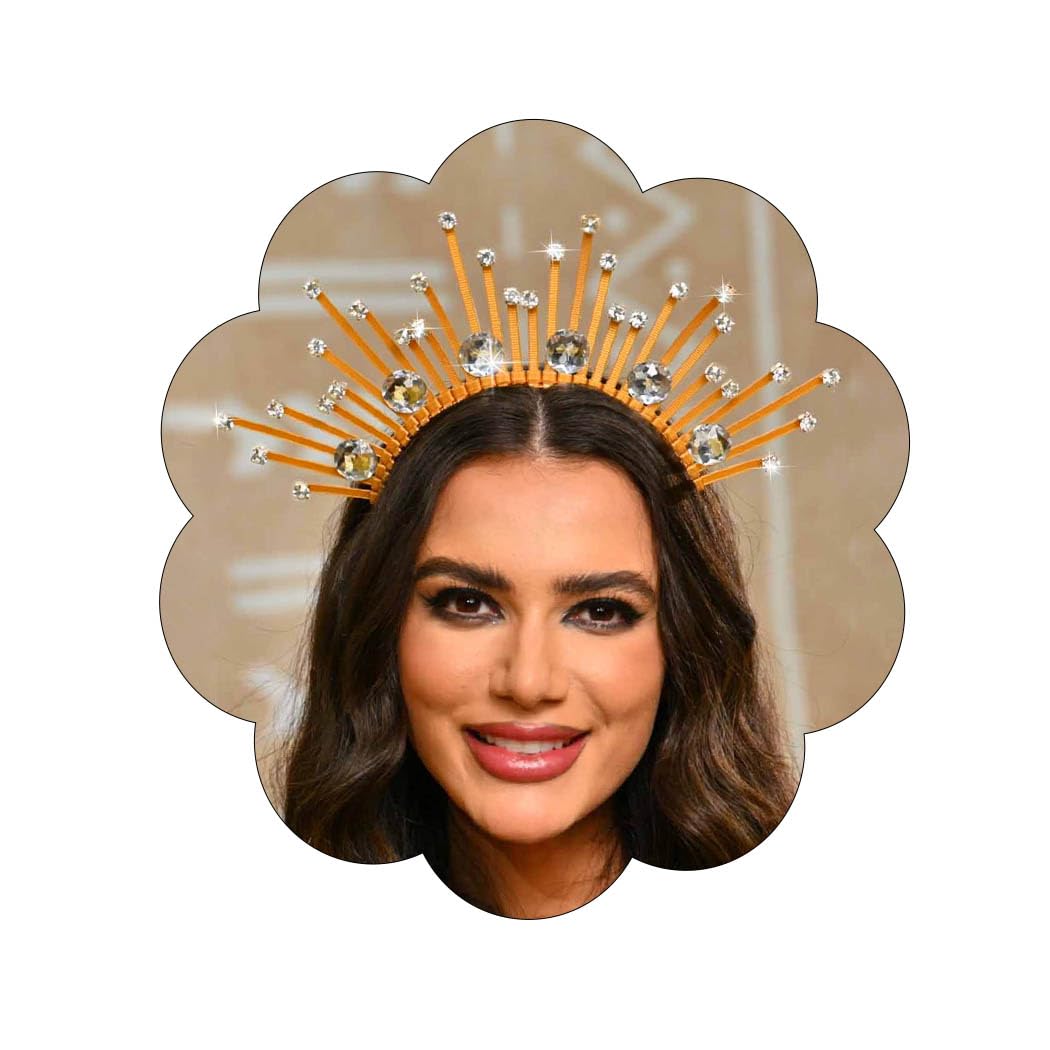 Yalice Rhinestone Halo Goddess Crown Headpieces Sun Spiked Headdress Costume Hair Accessories Headband for Women and Girls