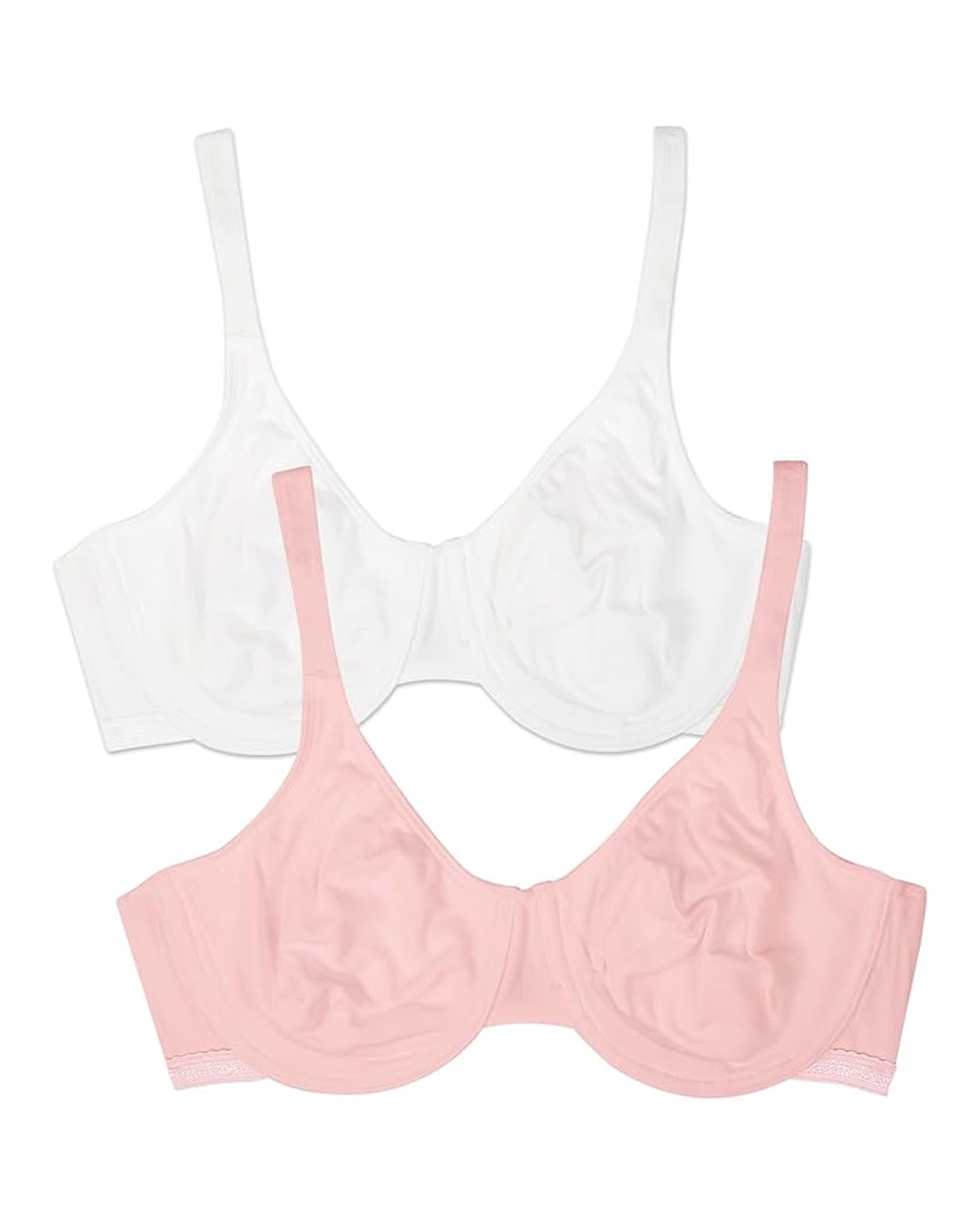 Fruit of the Loom Women's Unlined Underwire Bra(Pack of 2) Full Coverage, Bittersweet Pink/White, 36DD