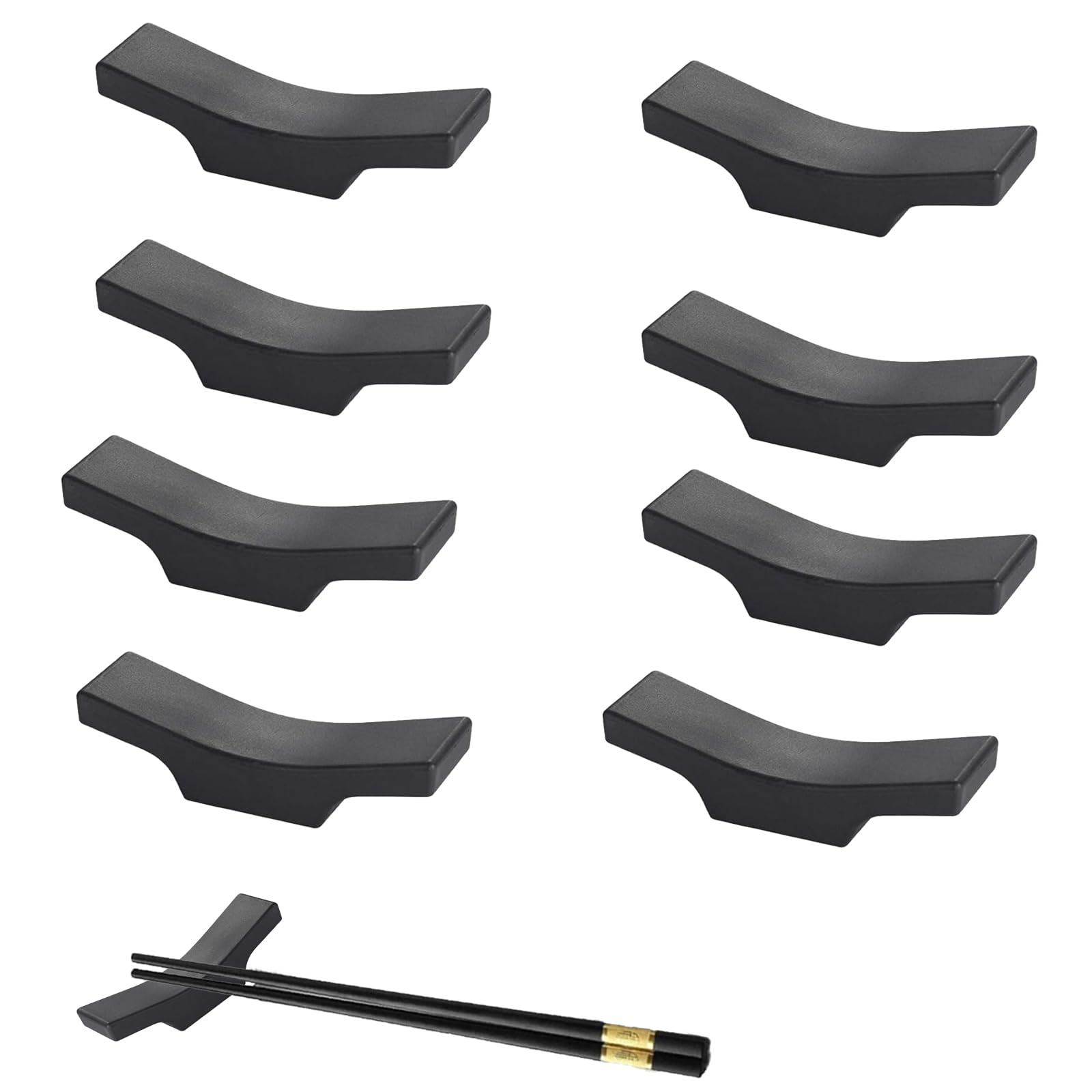 Vast 10 Piezas Estantes para Palillos, Soporte para Palillos de Aleación, Soporte para Palillos a Prueba de Caídas, para Mesa, Juego de Cubiertos, Accesorios de Comedor(Negro)