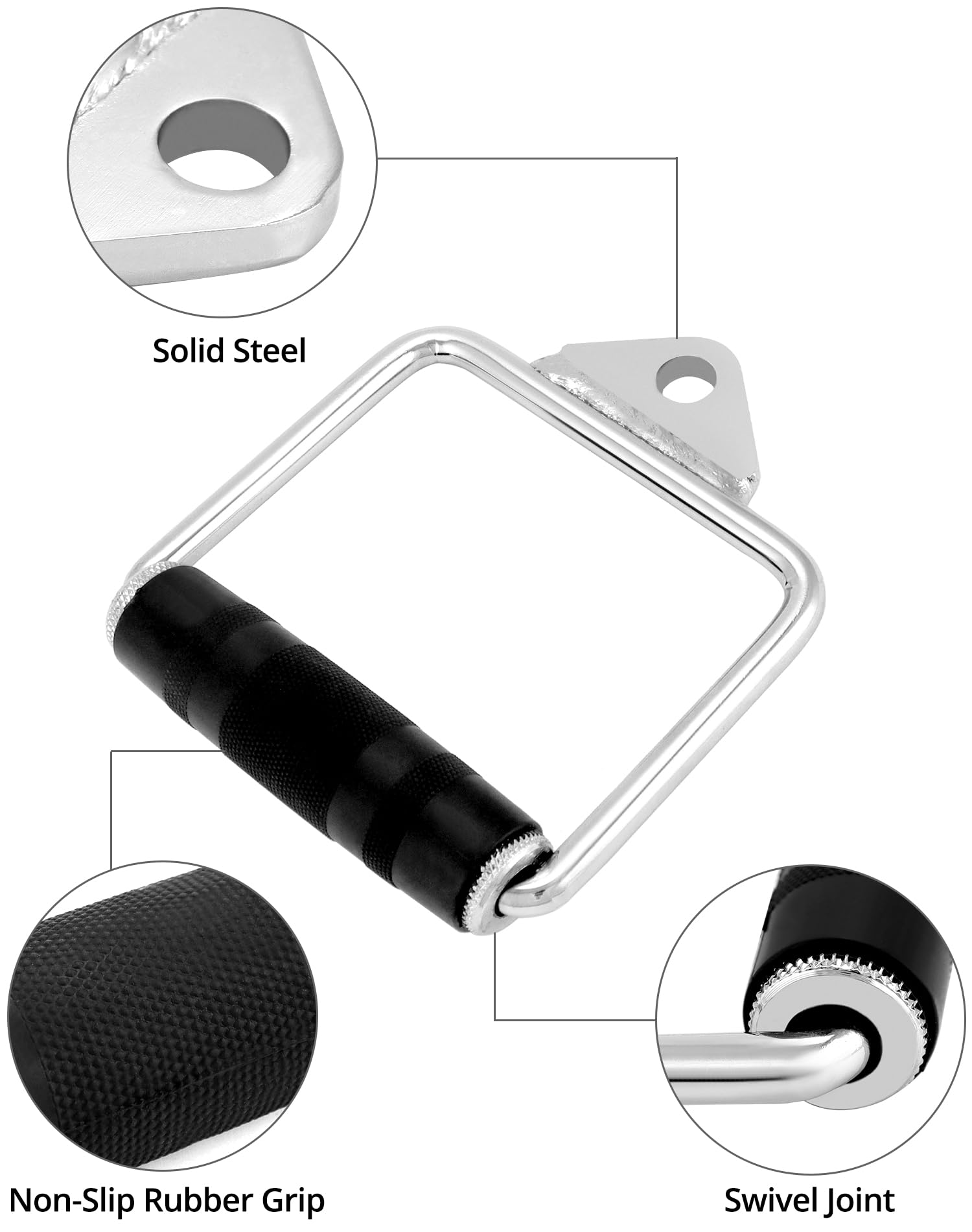 QWORK® 2 Pezzi Maniglie Palestra con Grip in Gomma, Accessori per LAT Machine