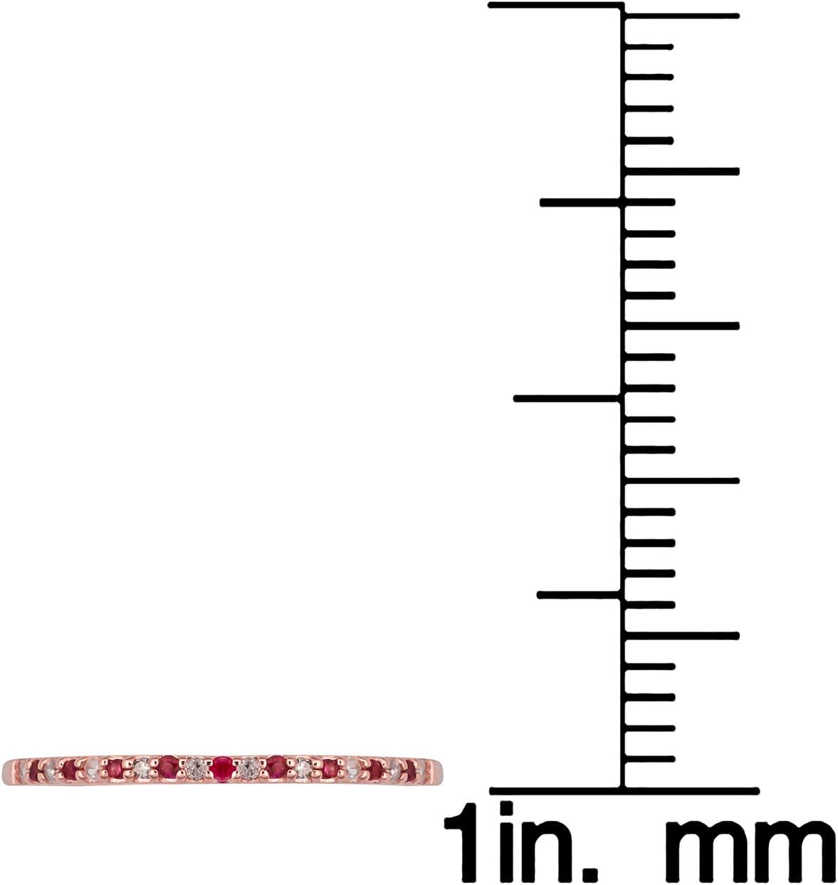 10k Rose Gold Genuine Ruby and Diamond Petite Stackable Band