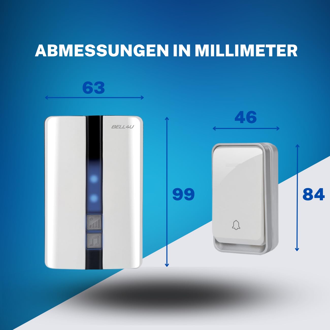 Funkklingel Set, batterielos, 2 Sender, 4 Empfänger | Keine Batterien erforderlich, 200 m Reichweite, IP55, 51 Melodien, 4 Lautstärken, LED-Anzeige, einfache Montage