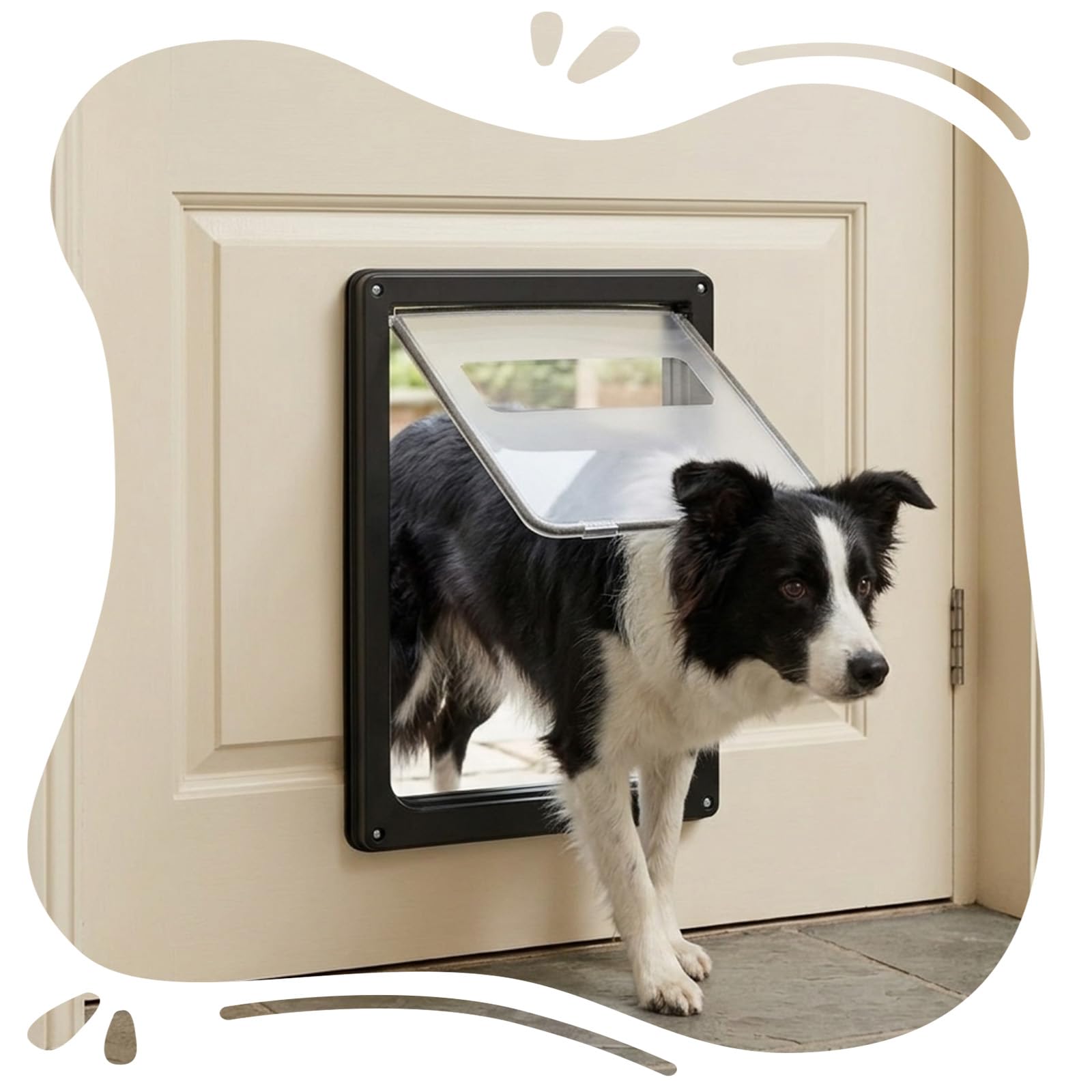 Wetterfeste Haustierklappe für große Hunde und Katzen 43 x 35,5 cm, magnetisches Verschlusssystem mit Snap-In Verriegelungsplatte, robuste und energiesparende Haustiertür