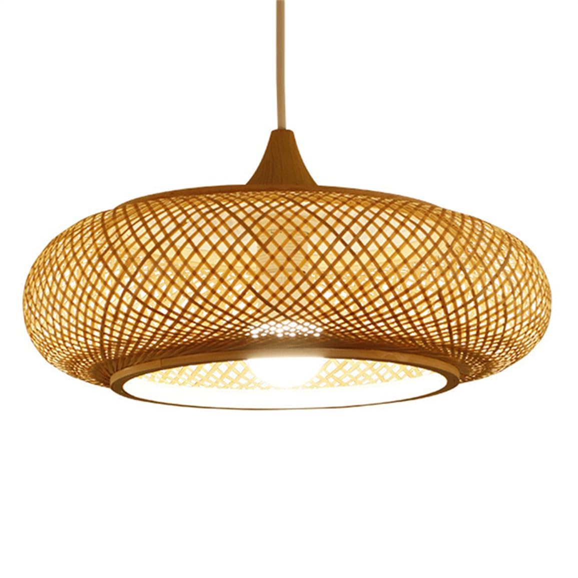 LQZCXMF Farmhouse Chandeliers 15.7'' Beige Wicker Lamp Shade for Dining Room Boho Light Fixture Large Coastal Natural Style Hanging Pendant Light for Dining Kitchen Island Bedroom Hallways (1-Pack)