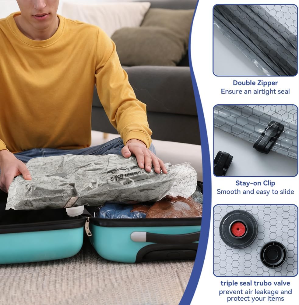 27 Vacuum Seal Bags with 2 Rechargeable Air Pump for Clothing