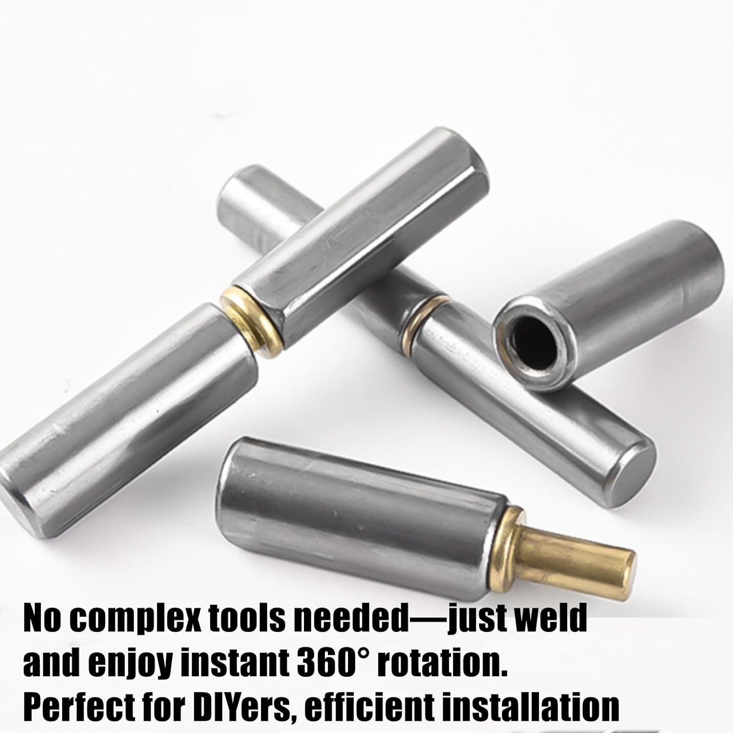 hhfvvda4-Pack Heavy-Duty Weldable Barrel Hinges, Carbon Steel Detachable Gate Hinges for Metal Swing Doors & Trailers