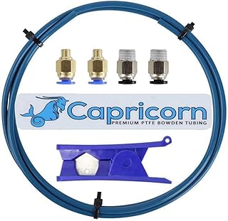 Authentic Capricorn Bowden PTFE Tubing XS Series 1M for 1.75mm Filament with PTFE Teflon Tube Cutter, 2X PC4-M6 Extruder Fitting, 2X PC4-M10 Hotend Fitting for Ender 3 V2/3/3 Pro/CR-10 3D Printers