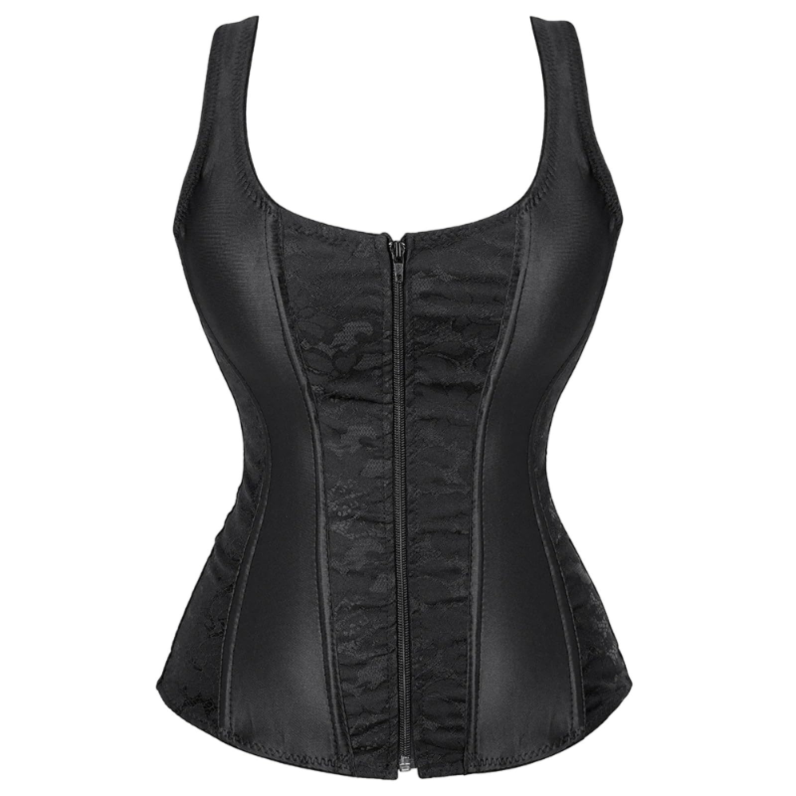 Top a Corsetto Bustier da Donna - Korset Push up Jacquard Floreale Nero Vintage con Spalline, Intimo Modellante per Il Corpo Sottoseno per Allenamento in Vita