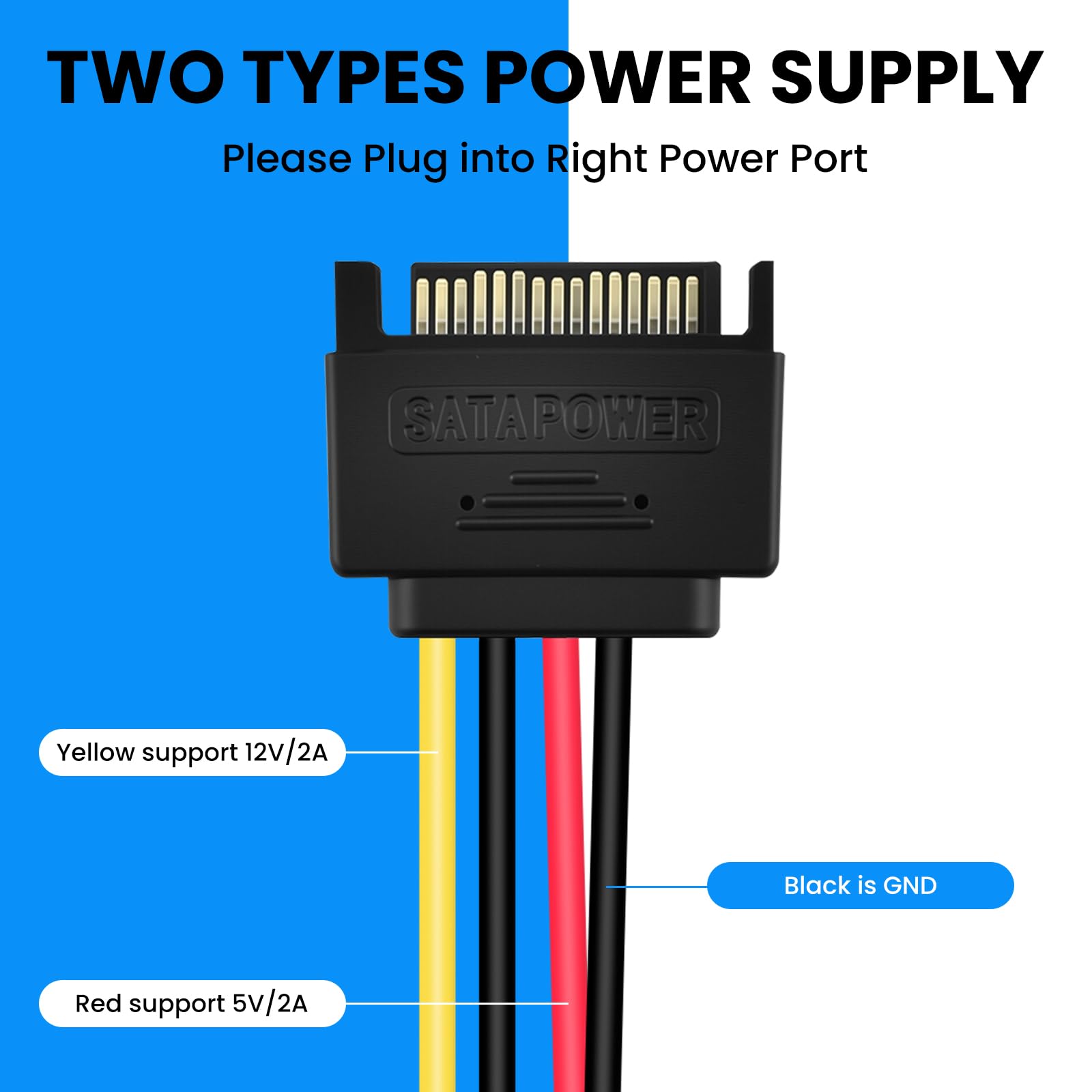 SDTC Tech 3 szt. SATA męski na 4-pinowy Molex żeński kabel zasilający kabel szeregowy ATA przedłużacz do 3,5-calowych dysków HDD/SSD/SD ROM (20 cm)