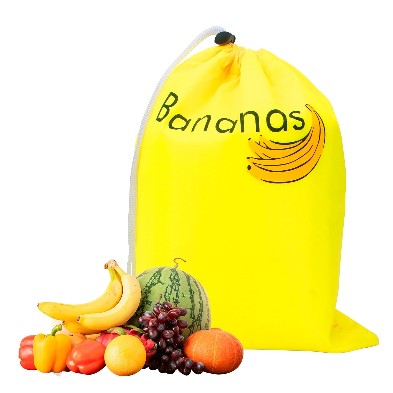 Yellow Banana Bag for Fridge Drawstring Storage Bag for Protects Fresh Banana Fruit Vegetable in Fridge Keeps Fresher for Longer Bags Reusable Shockproof Vegetable and Fruit Shopping Bags(35cm x 28cm)