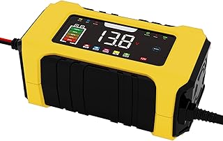 Cargador de batería de coche – Cargador de batería de 12 V | Mantenedor de cargador de batería de pantalla a color, cargador de batería con compensación de temperatura para coche, camión, motocicleta