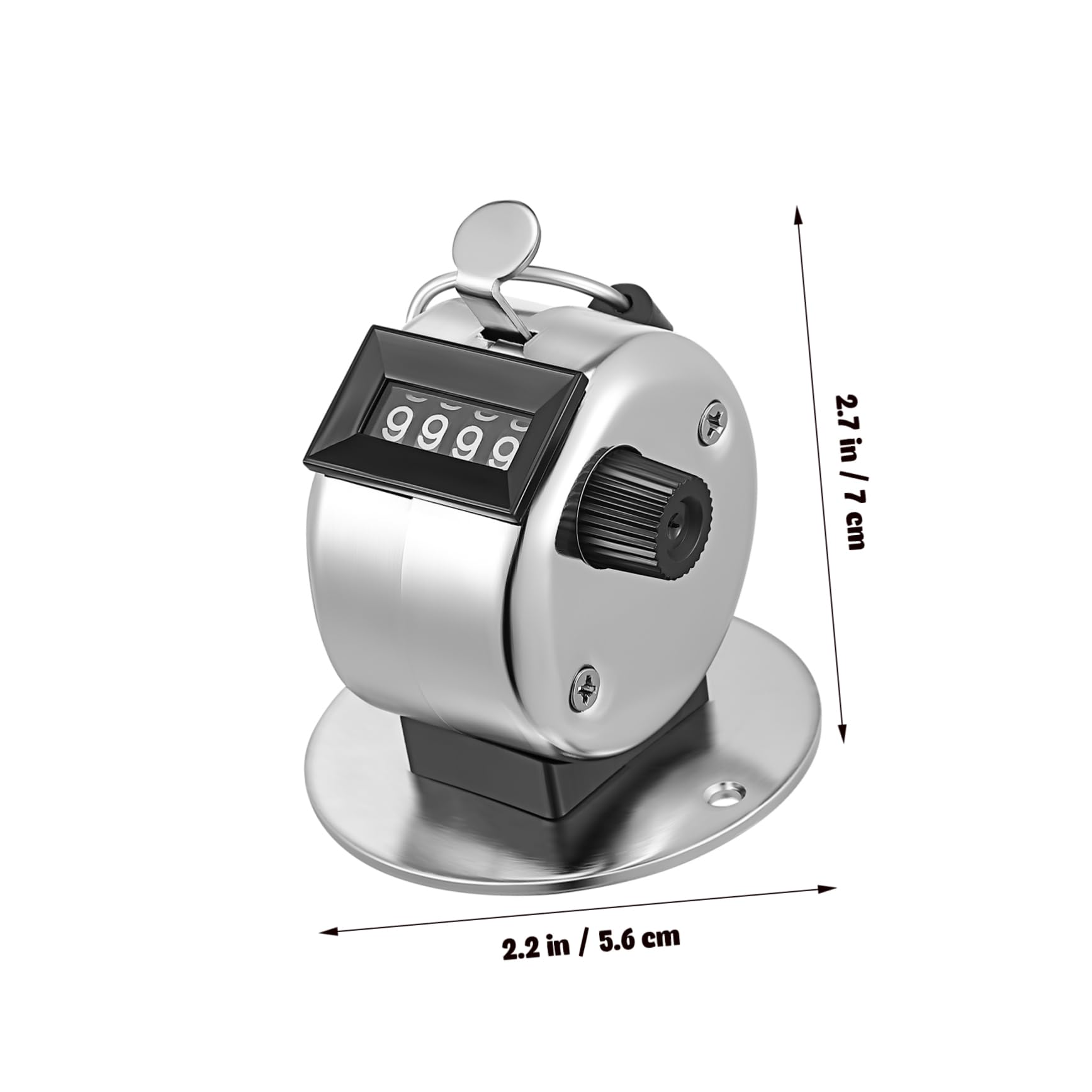 Cabilock 2pcs Mechanical Tally Counter Handheld Clicker Counting Tool Resettable Manual Step Counter for Knitting Sturdy Metal with Base Portable Finger