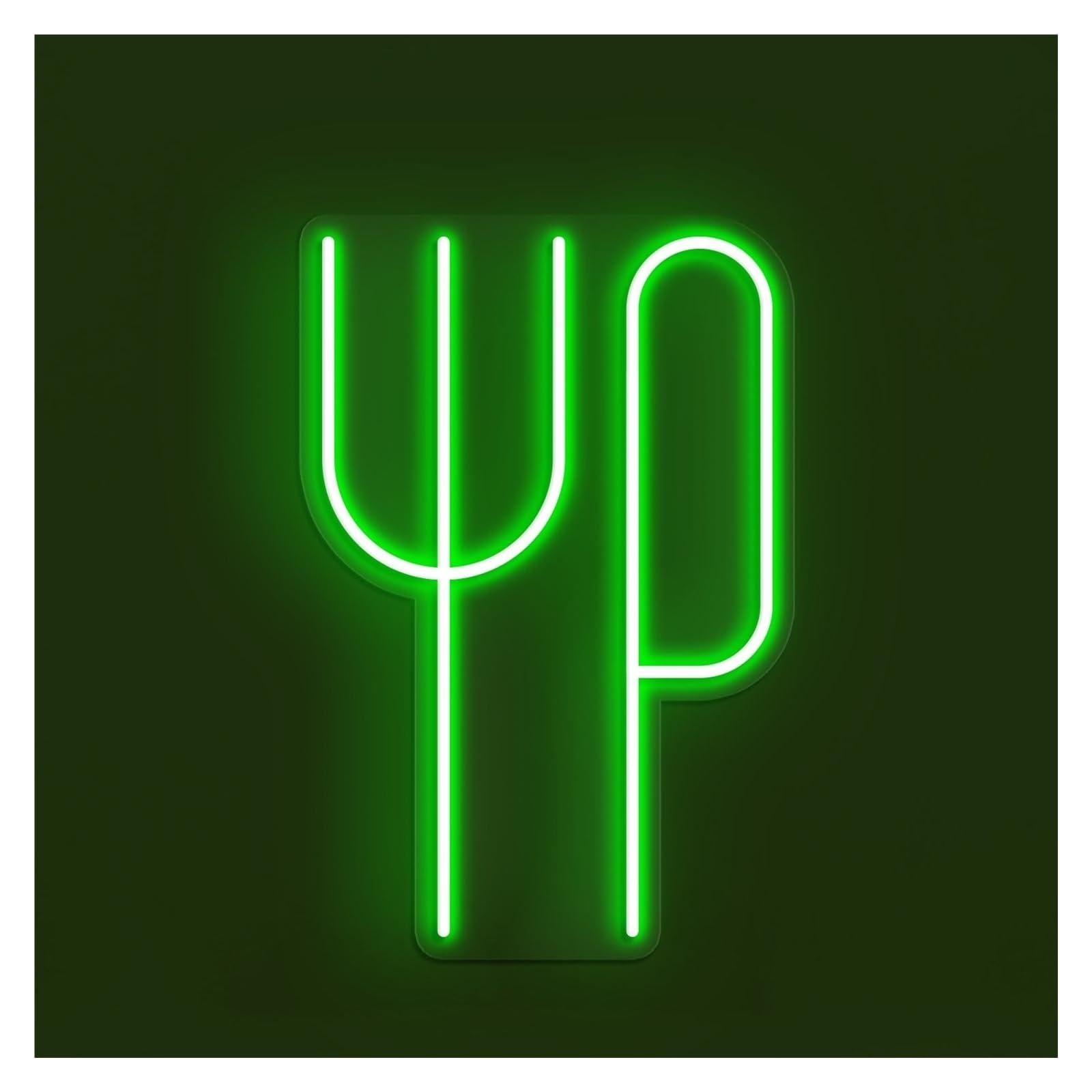 Rongch Green Hanging Art Signs Fork Knife Neon Sign Handmade, Suitable For Restaurants Decor With Brightness Adjustable 30Cm(Green)