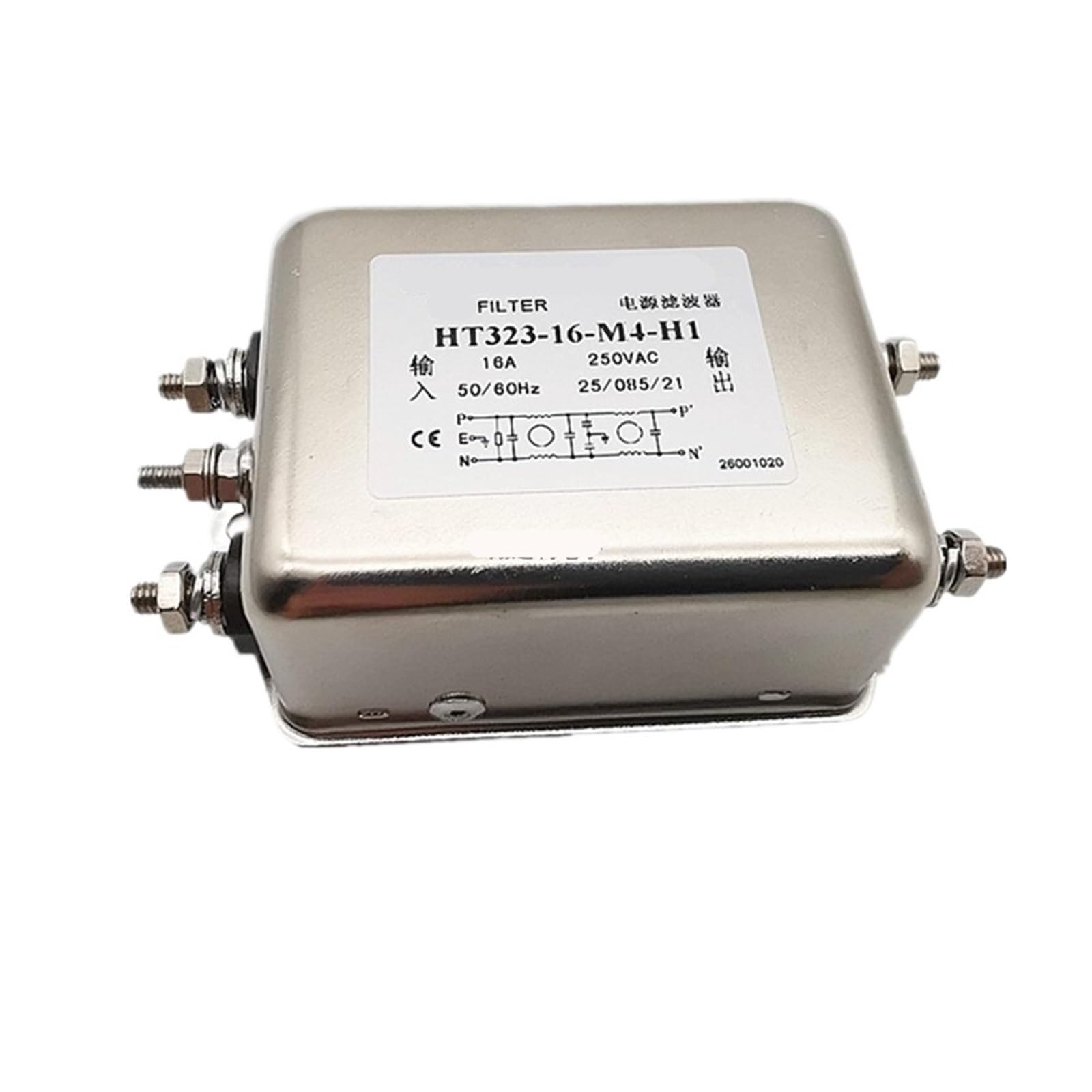 Filtro antiinterferencias HT323-16-M4-H1 de 16A con reducción de ruido activo