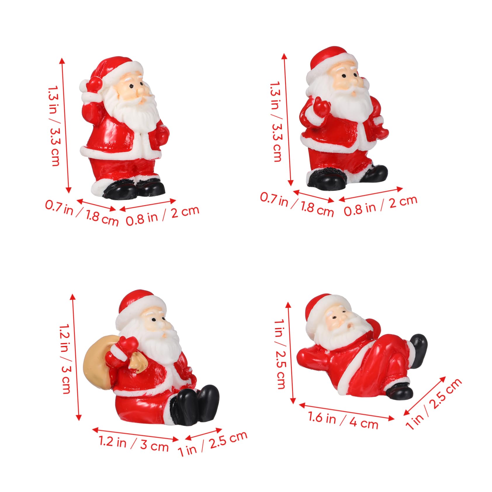 OUNONA 12 Pezzi Statuine di Babbo Natale in Resina Decorazioni Natalizie Miniature Natalizie Ornamenti Natalizi per Micro Paesaggi da Collezione in Miniatura Stile Casuale