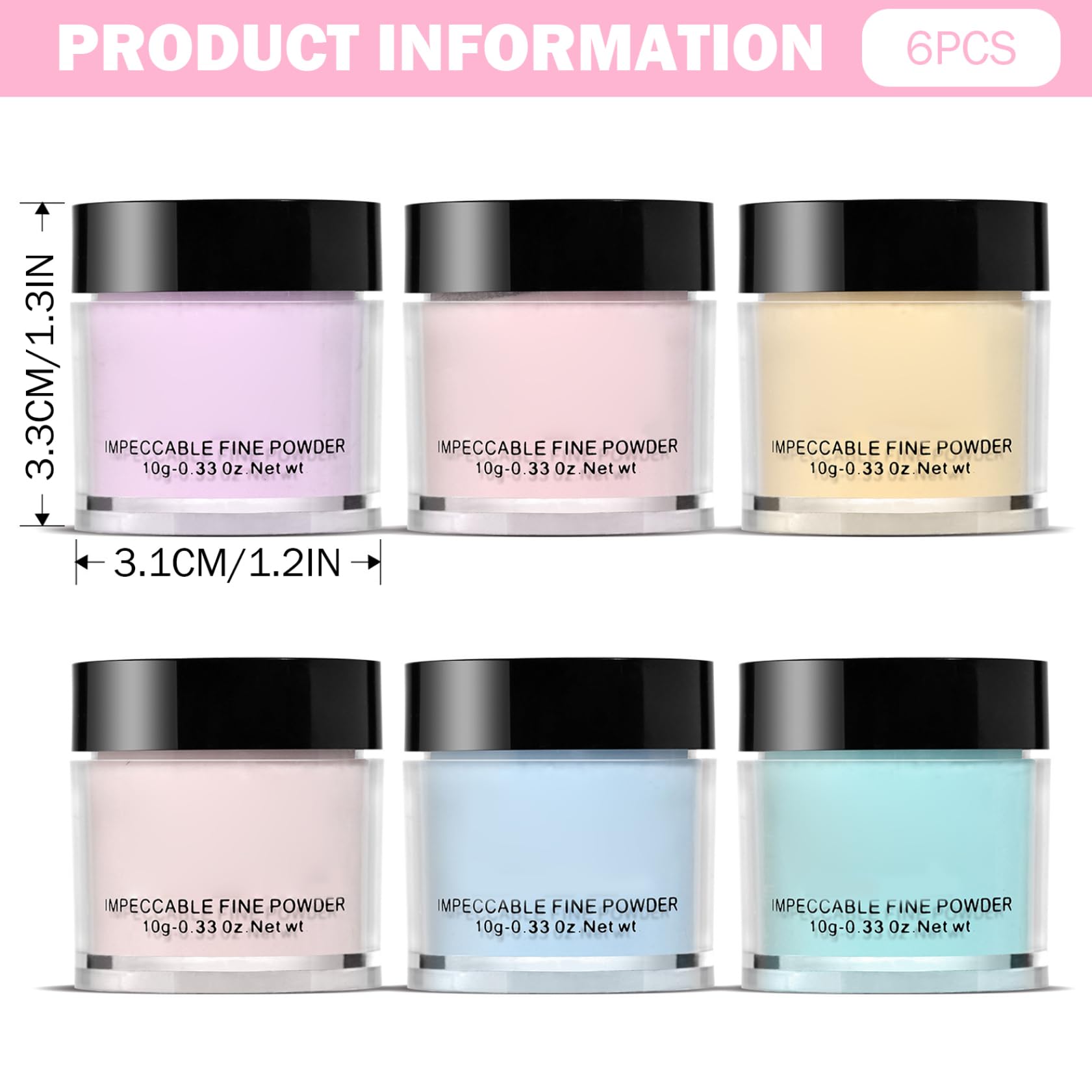 Poudre à tremper pour ongles en acrylique, 6 couleurs, sans UV/lampe LED requis, Kit de bricolage longue durée pour débutants, manucure, 6 pièces