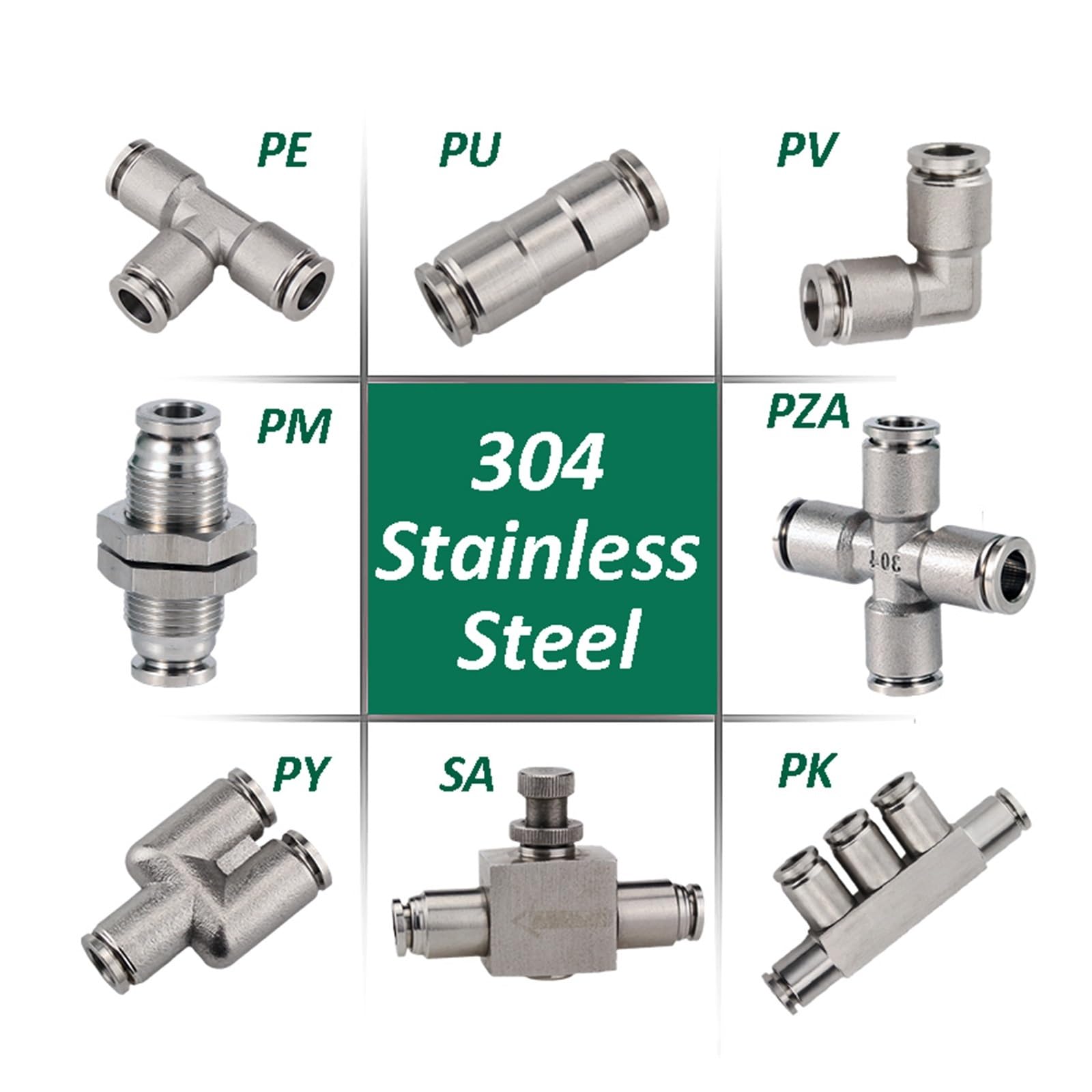 Tubo di collegamento pneumatico diritto passante, 2 pezzi in acciaio inossidabile raccordi for tubi pneumatici ad aria compressa in metallo a sgancio rapido raccordo for tubi ad alta pressione(Sa,6MM)
