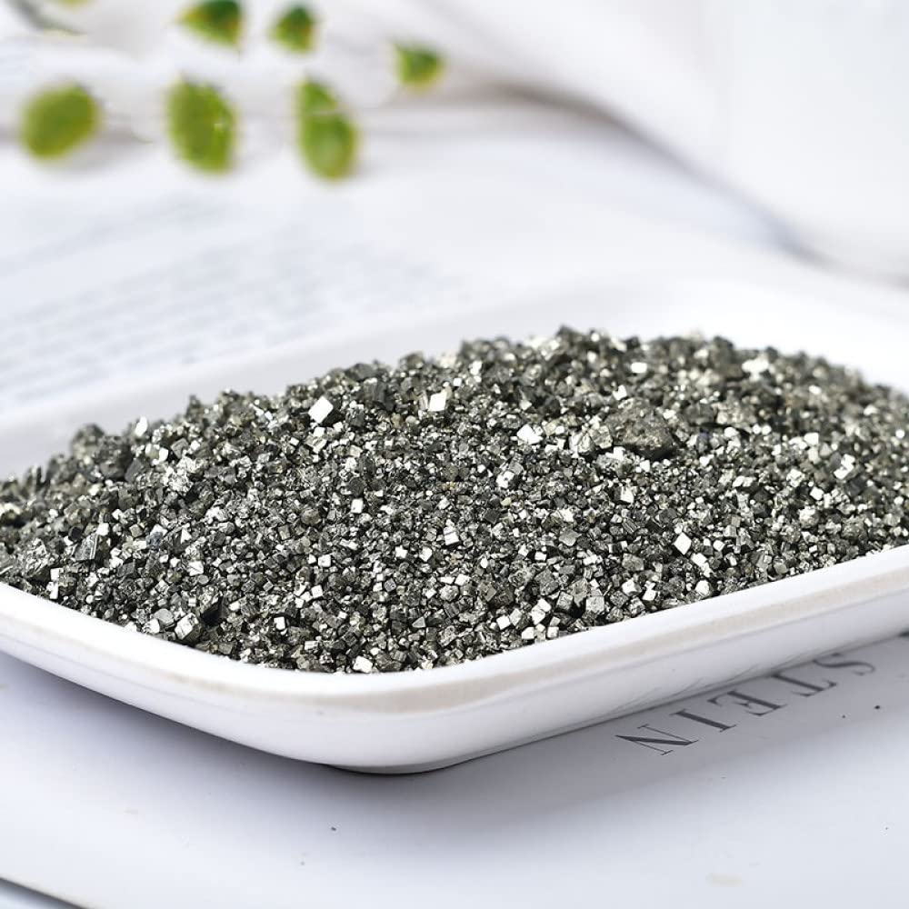 Campioni di Pietra Grezza di pirite di Cristallo Naturale Che desiderano Scaglie di Ghiaia Scatola Fai-da-Te Sabbia in Bottiglia Decorativa,50g Decorazioni per la casa