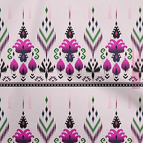 oneOone Cotton Silk Light Pink Fabric Ikat Fabric for Sewing Printed Craft Fabric By The Yard 42 Inch Wide