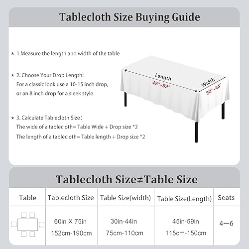 Miniatura 2 de Alsoo - Mantel a cuadros rectangular lavable de búfalo, mantel de algodón y lino a cuadros para picnic, cocina y comedor, beige y blanco, 60 * 75