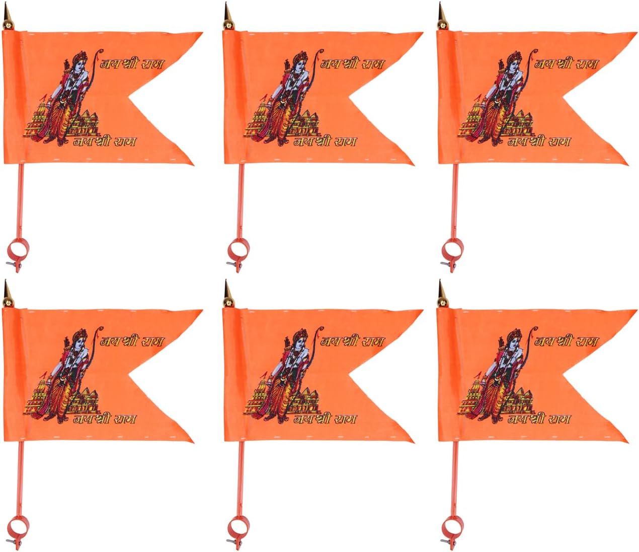 Majik Jai Shree Ram Bike Flag (Set of 6)