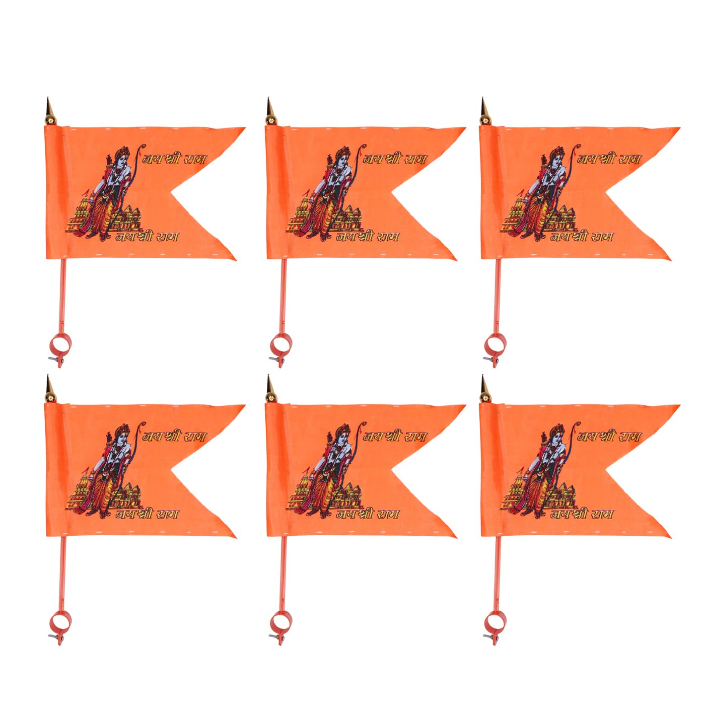Majik Jai Shree Ram Bike Flag (Set of 6)
