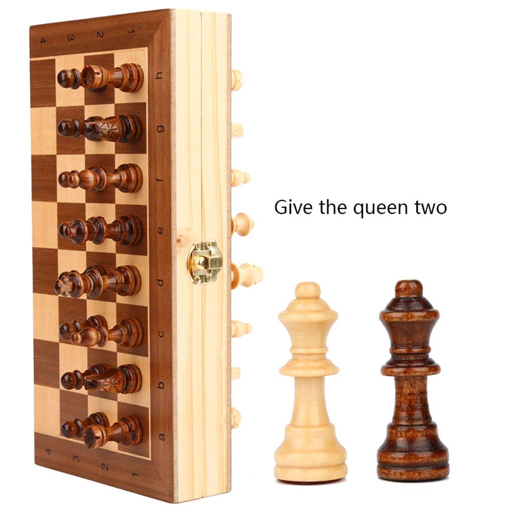 ZAW Schach Magnetische hölzerne faltende Schach-Set mit gefilztem Spiel-Board-Innenraum for Lagerschachbrett 29cm * 29cm, 2 extra Queens Chess (Größe : 29cm)