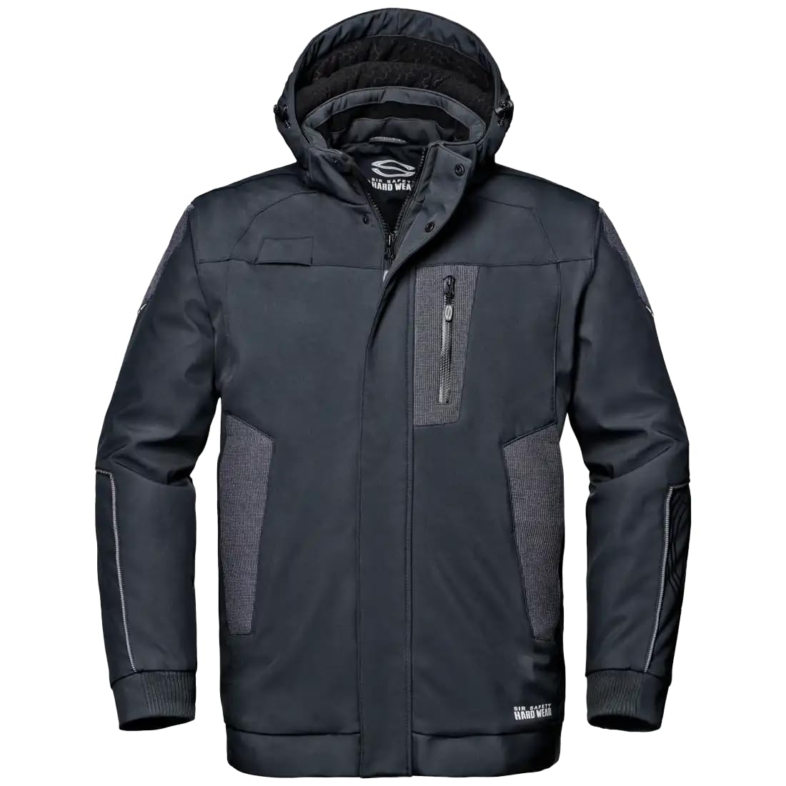 Sir Safety System Dolphin - Giacca da lavoro Softshell, impermeabile, traspirante e termica, con rinforzi in Ripstop, cappuccio staccabile e vestibilità ergonomica, Grigio, S