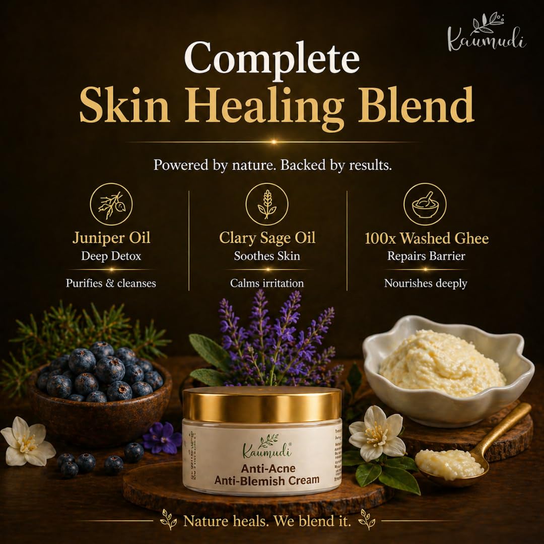 Kaumudi Anti-Acne Anti-Blemish Cream forUnisex Handmade with Natural Ingredients for Active Acne, Pimples, Acne Scars, Blemishes, Blackheads, Whiteheads for All Skin Types, 40g 3