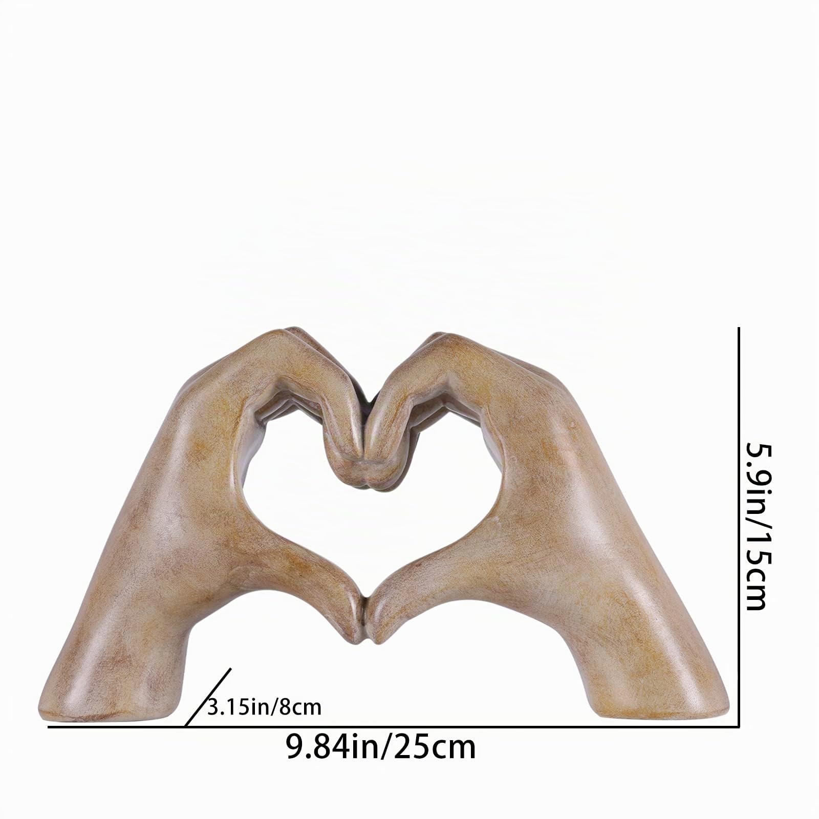 Escultura de Mano en Forma de Corazón, Decoración del Hogar con Veta de Madera Estética para Estante de Habitación, Mesa de Centro, Centro de Mesa para Mesa de Comedor, Regalos de Cumpleaños y Regalos