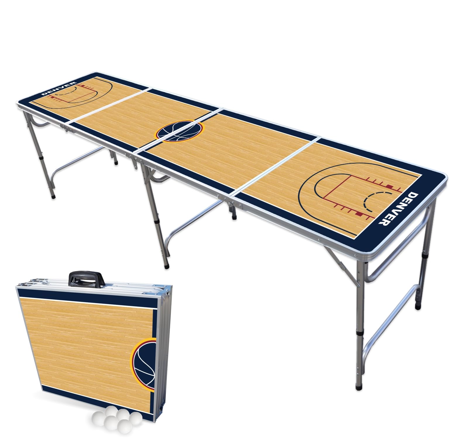 8-Foot Professional Beer Pong Table - Denver Basketball Court