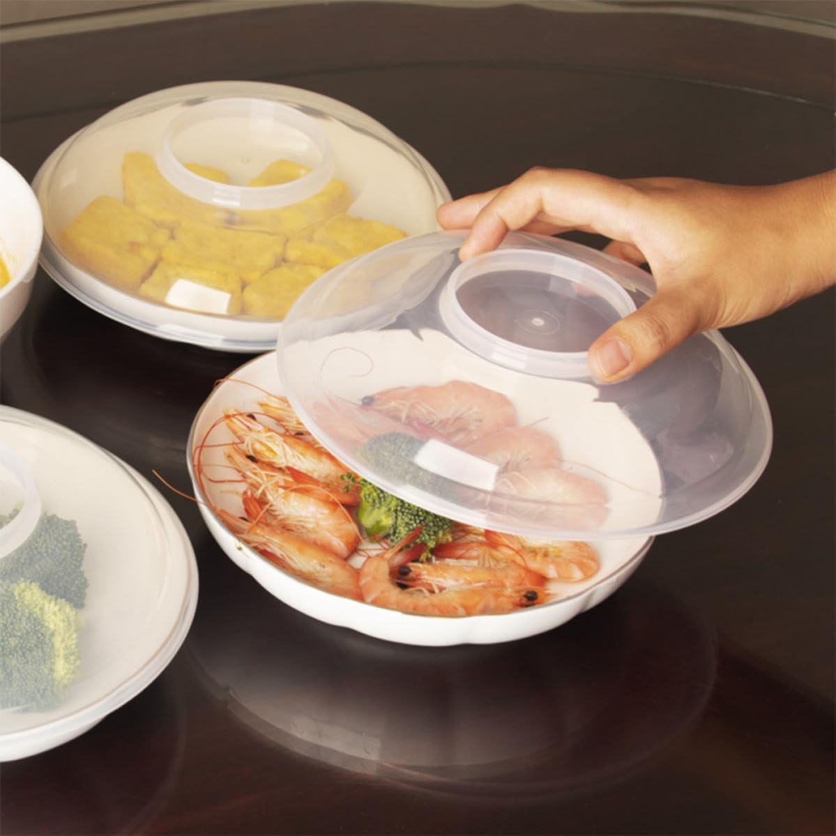 Alipis 9pcs Microwave Heating Food Covers Plastic Food Preservation Lids Good Preservation Effect and Oil Splash Protection for Microwave Oven Heating Use