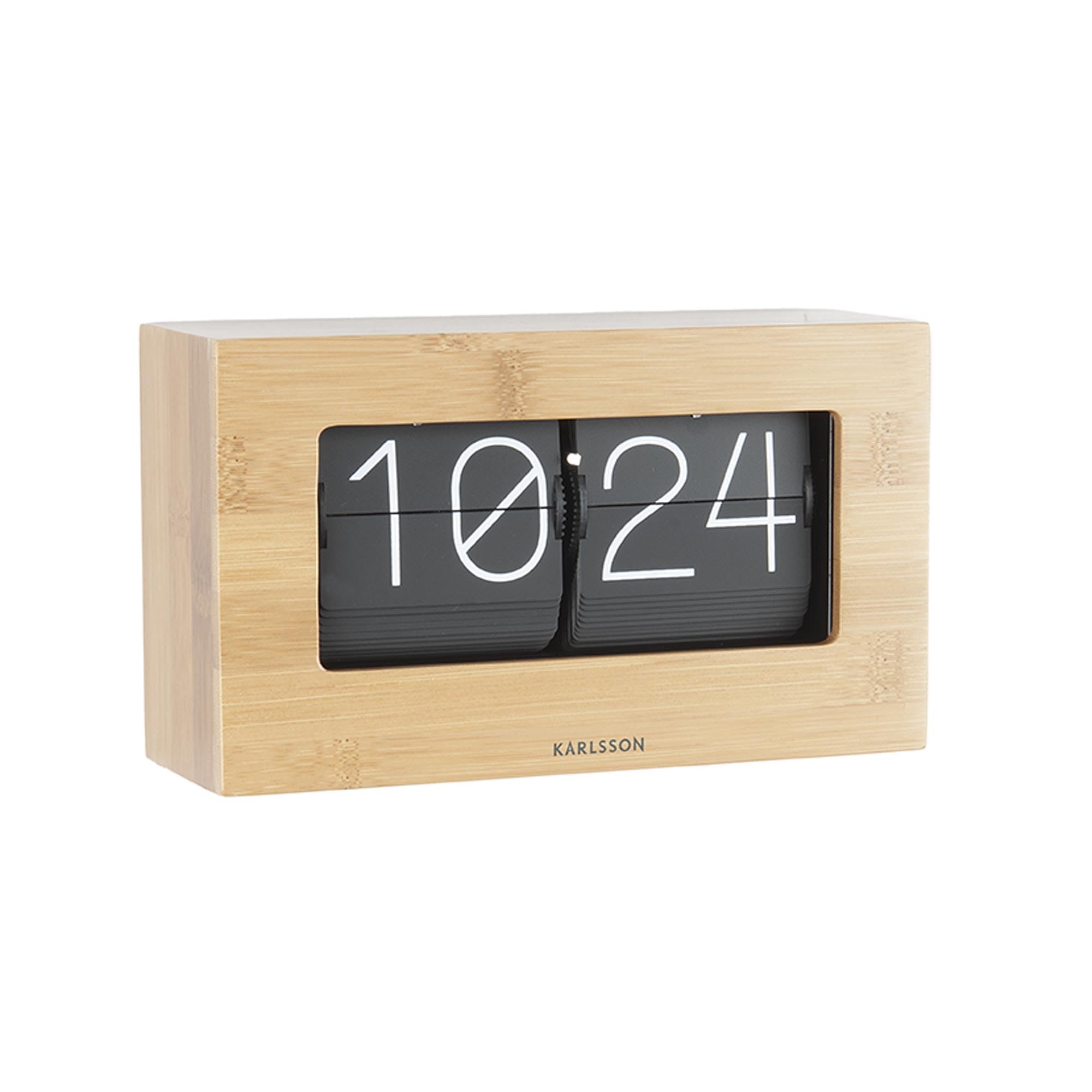 Karlsson Tischuhr Boxed - Flip - Bambus - 20,5x7x11,5cm | Rechteck - Bamboo - Standuhr - Tisch Uhr