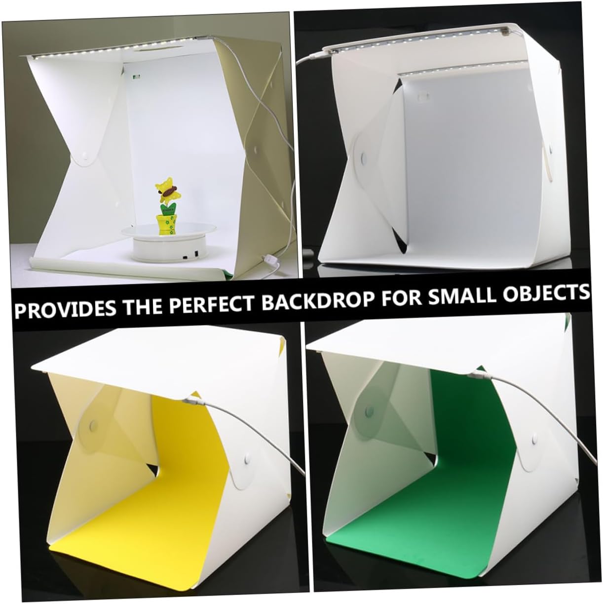 Zerodeko Portable Mini Photography Light Box Tent with Dual LED Strips, 6-Color Backdrops, Foldable 30cm Photo Studio Cube for Product and Jewelry Shooting
