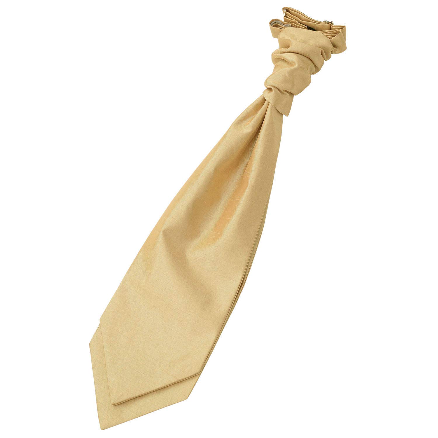 Dqt Men's Gold Plain Shantung Pre-Tied Scrunchie Cravat – Wedding Formal Ascot Tie