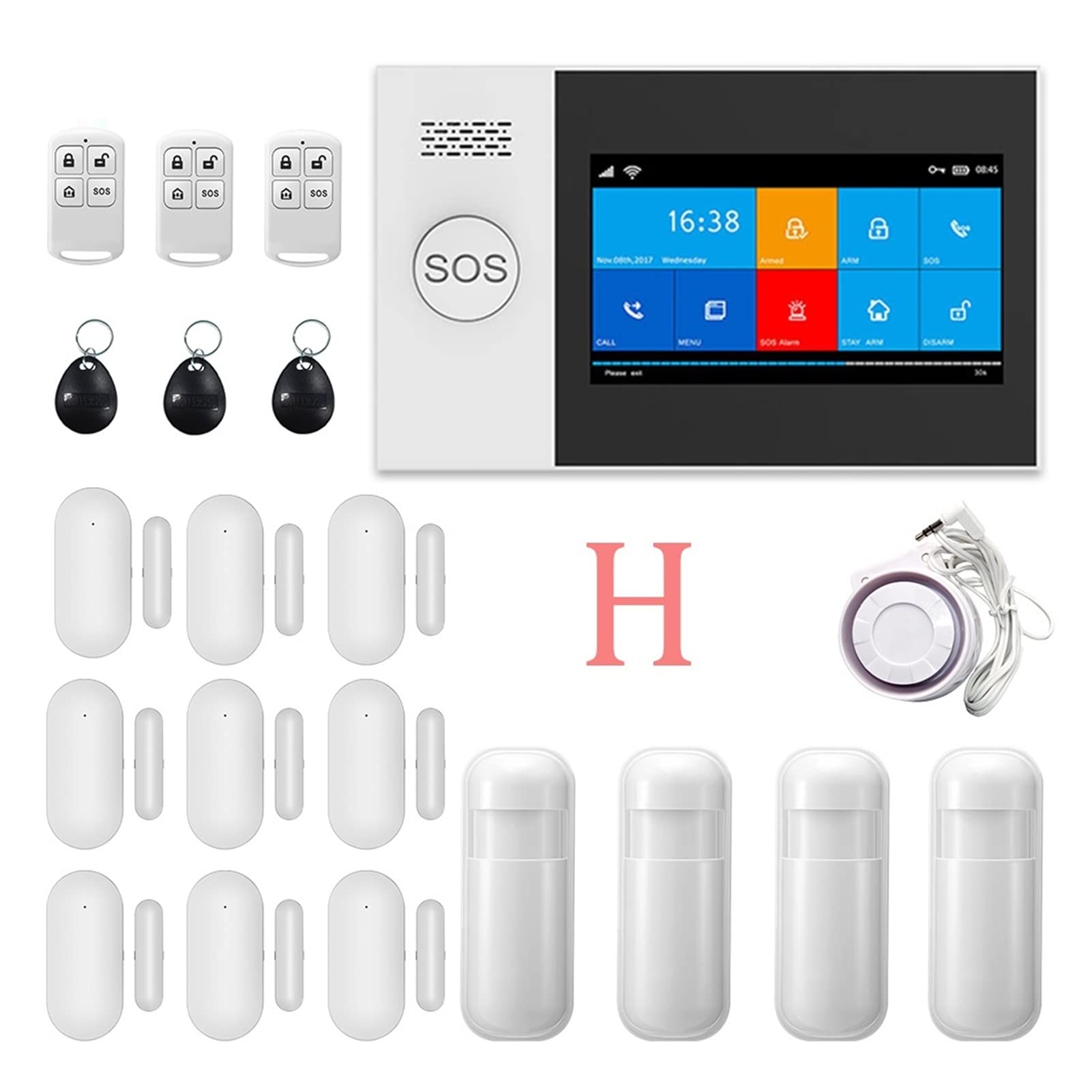 Sistema di allarme di sicurezza, PG-107 Tuya WiFi GSM di allarme for la sicurezza domestica wireless da 4,3 pollici Telecomando for impronte a schermo for WIFI Kit(B 15000MAH)