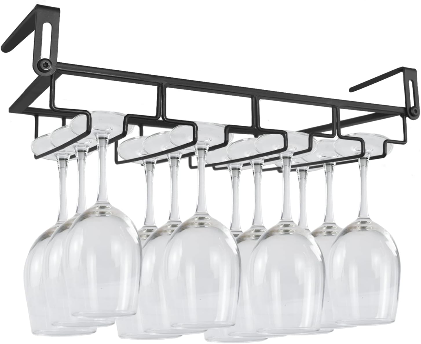 Amazon.com: Adjustable Under Cabinet Stemware Holder - Metal Wine Glass ...