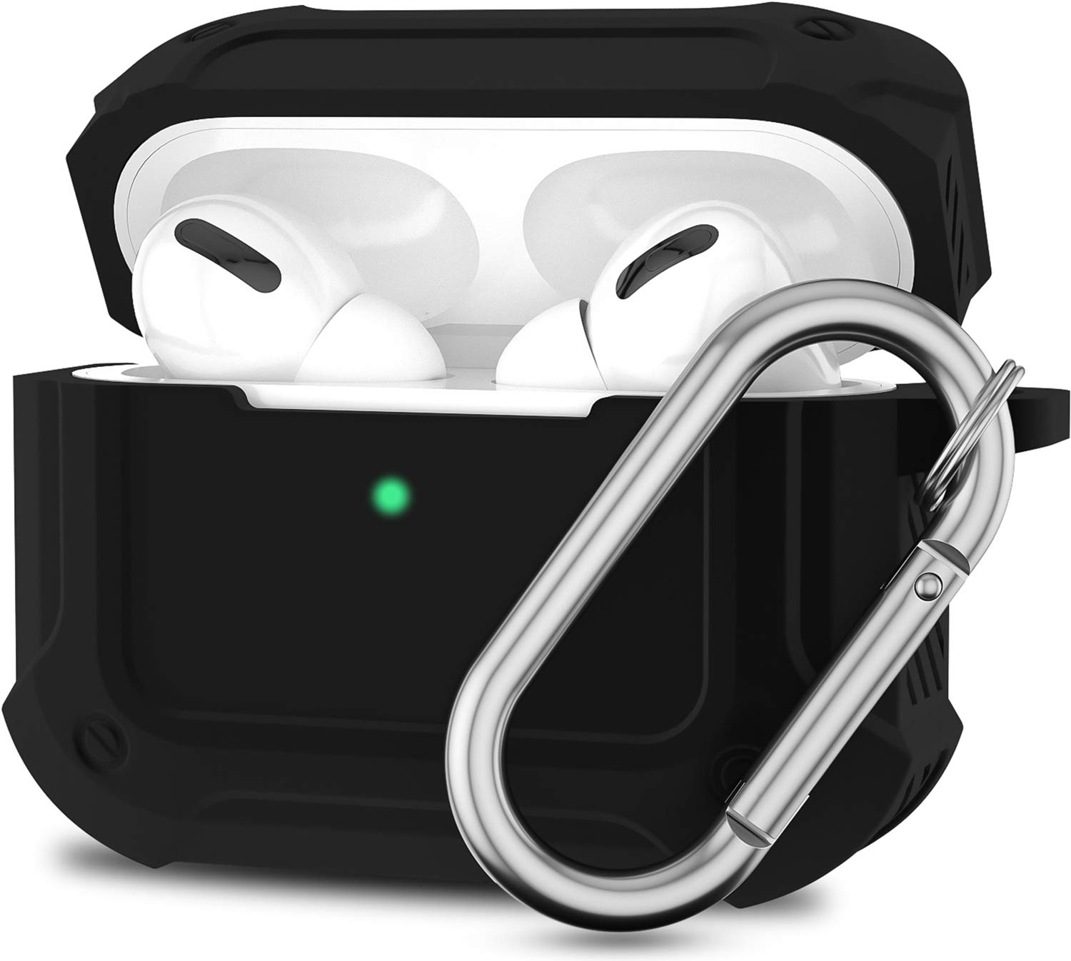 ATUAT for AirPods Pro 1st/2nd Generation Case Cover, Full Rugged Protective Silicone Case Accessories with Keychain for Apple AirPods Pro, Front LED Visible, Black
