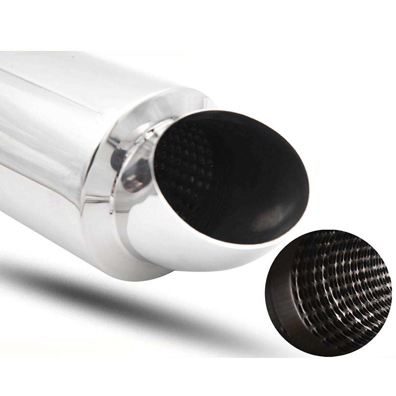 Silenciador de Escape Krtopo 2,5pulgadas/63mm Silenciador de Escape de Admisión Acero Inoxidable Resonador de Escape Curvo Diesel Punta de Escape de Salida Adecuado para automóviles y Camiones SUV