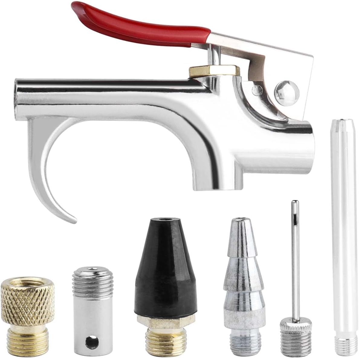 7PCS Air Compressor Accessories Kit, 1/4" NPT Quick Connect Air Tool Set for Compressor, Includes Blow Gun, Extension Nozzle, Rubber Tip, Inflation Needles & Adapter – Alloy Construction