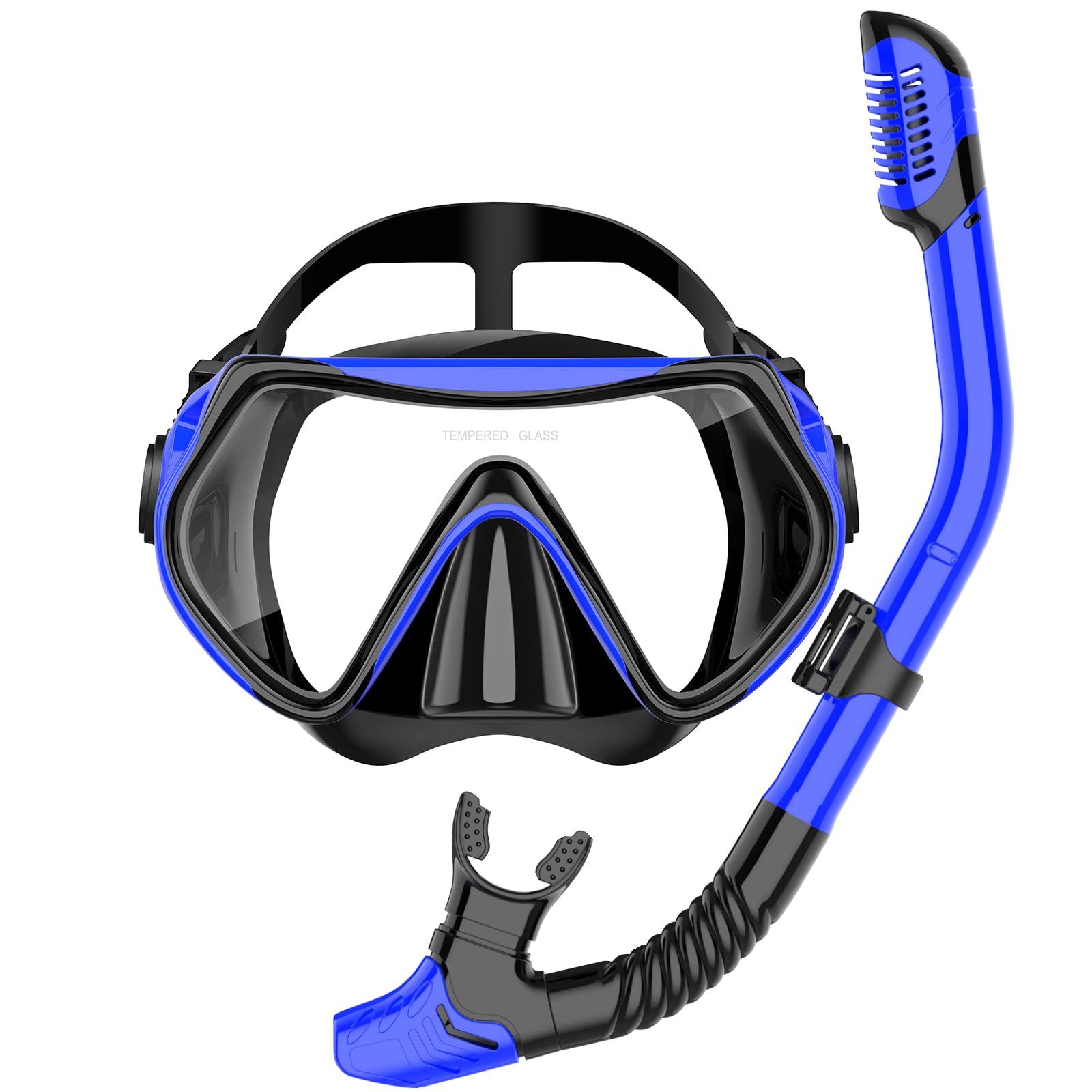 Snorkeling Gear for Adults, Snorkel Set Scuba Diving mask Dry-Top, Adult Swimming Goggles with Nose Cover, HD Tempered Glass Panoramic Anti-Leak Anti-Fog