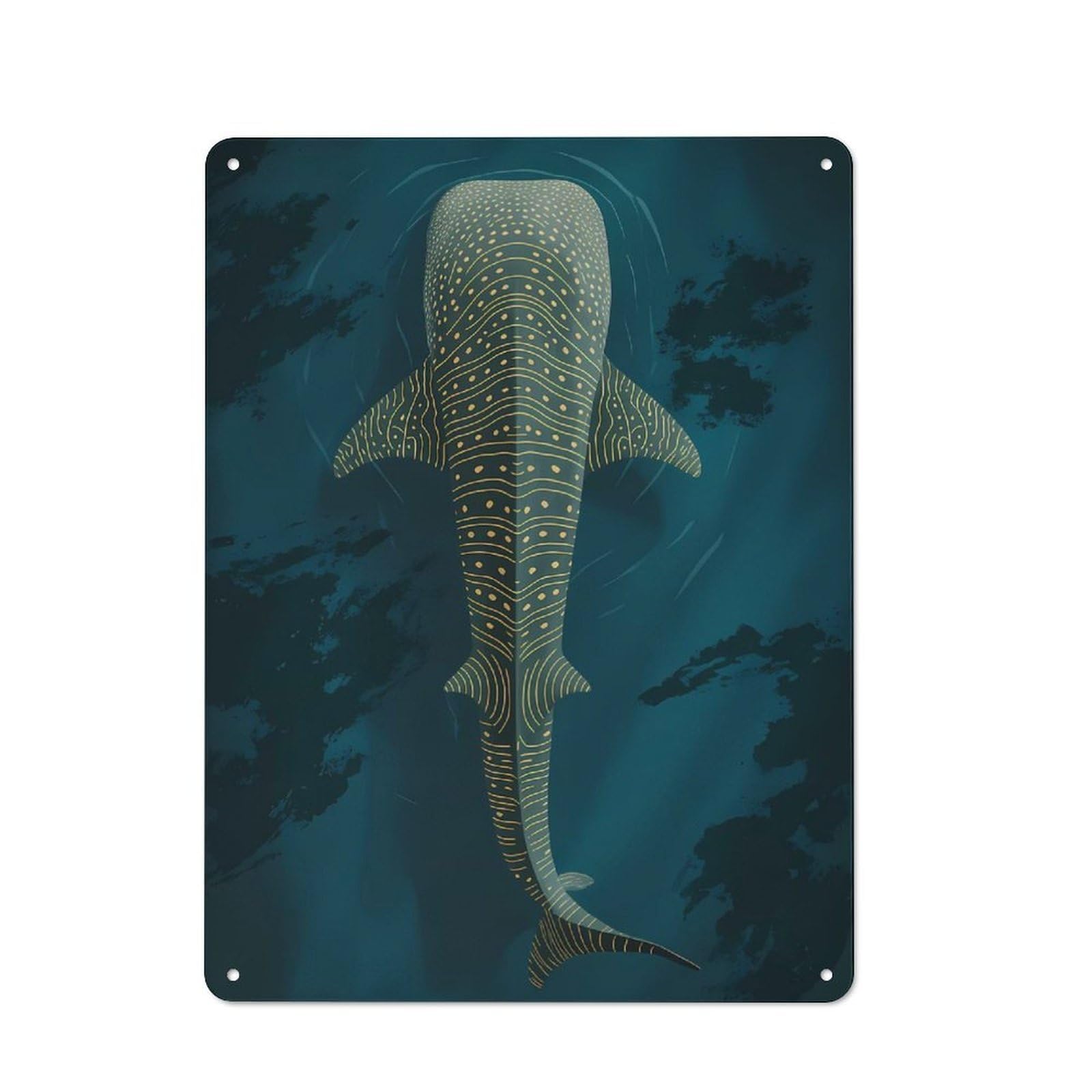 Junmoney Style-8 Decorative Metal Sign With Whale Shark Illustration(2) Design 40X30cm, Cosy Cafe Wall Decor For Kitchen, Cafe, Pantry Or Dining Room
