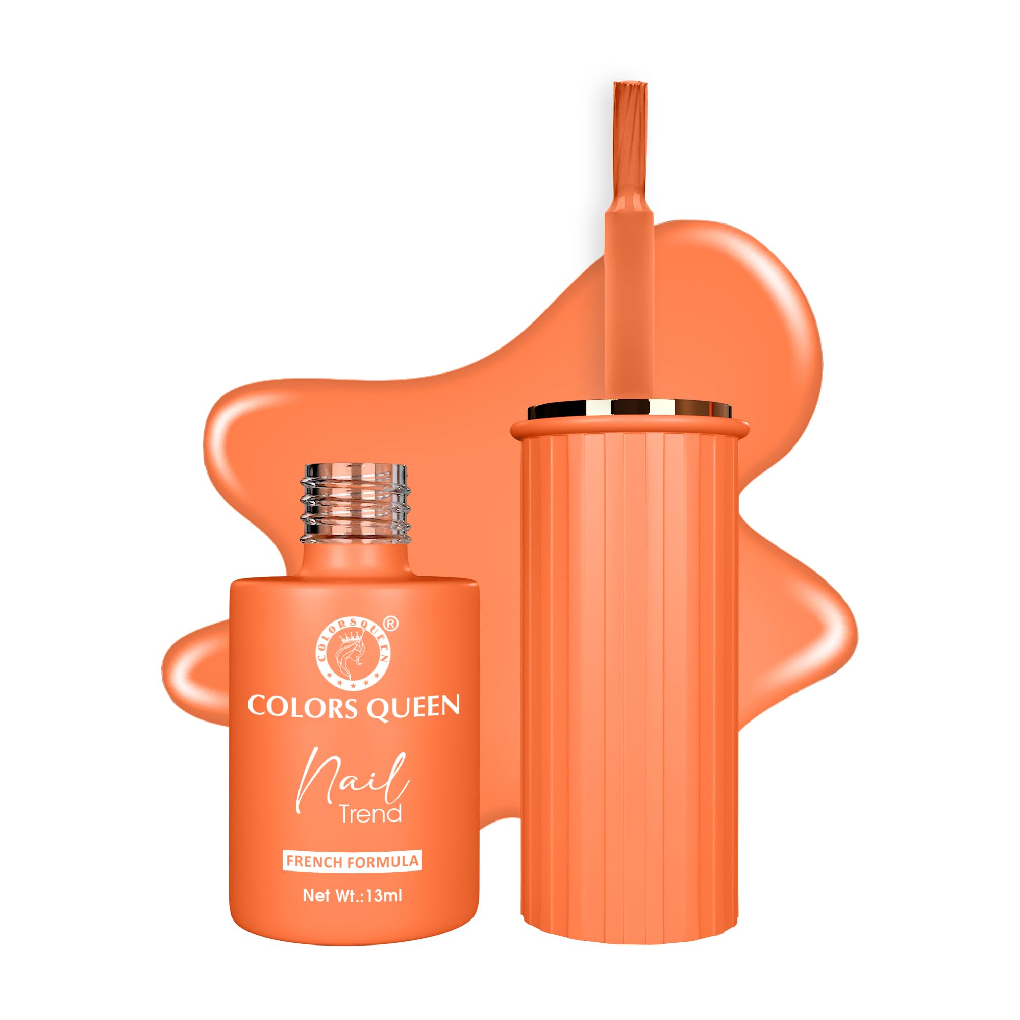 Colors Queen Nail Trend Glossy Nail Polish | Chip Resisting & Quick Drying Nail Paint with High Shine | 7 Toxin Free Formula | Long Lasting & Vibrant Nail Paint for Women (Burnt Orange, 13ml)