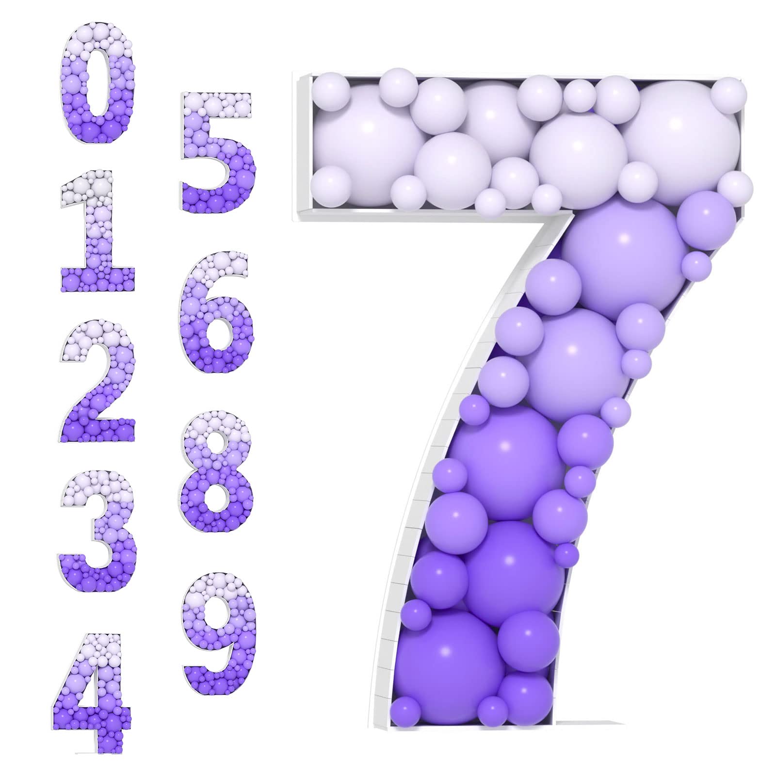 Photo 1 of LYVEEF Marquee Numbers Mosaic Balloon Frame: 3ft Large Number 7 Mosaic Balloons Frame Foam Cardboard Balloons Numbers for Birthday Party Decoration