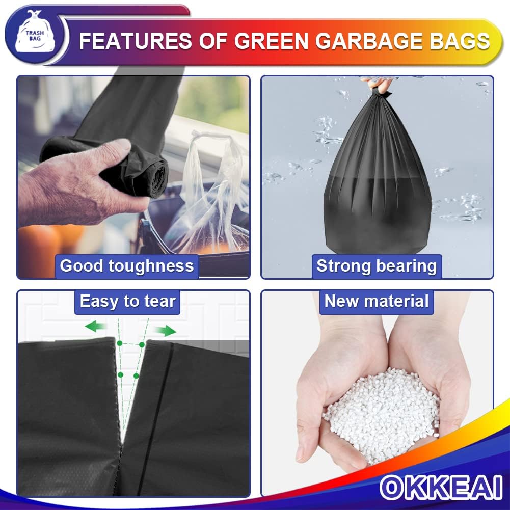 OKKEAI 120 Kleine Müllbeutel 10 Liter – Für Badezimmer, Büro, Küche, Passend Für 6-9 L Eimer